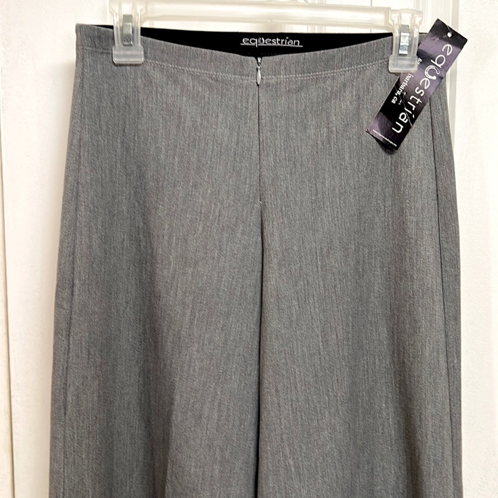 Equestrian Gray Mid Rise Wide Leg Stretch Trousers Pants Size 8P NWT